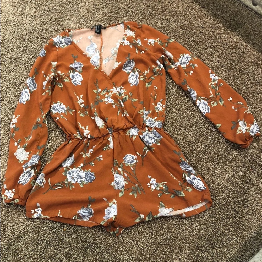 Forever 21 Floral Orange Romper